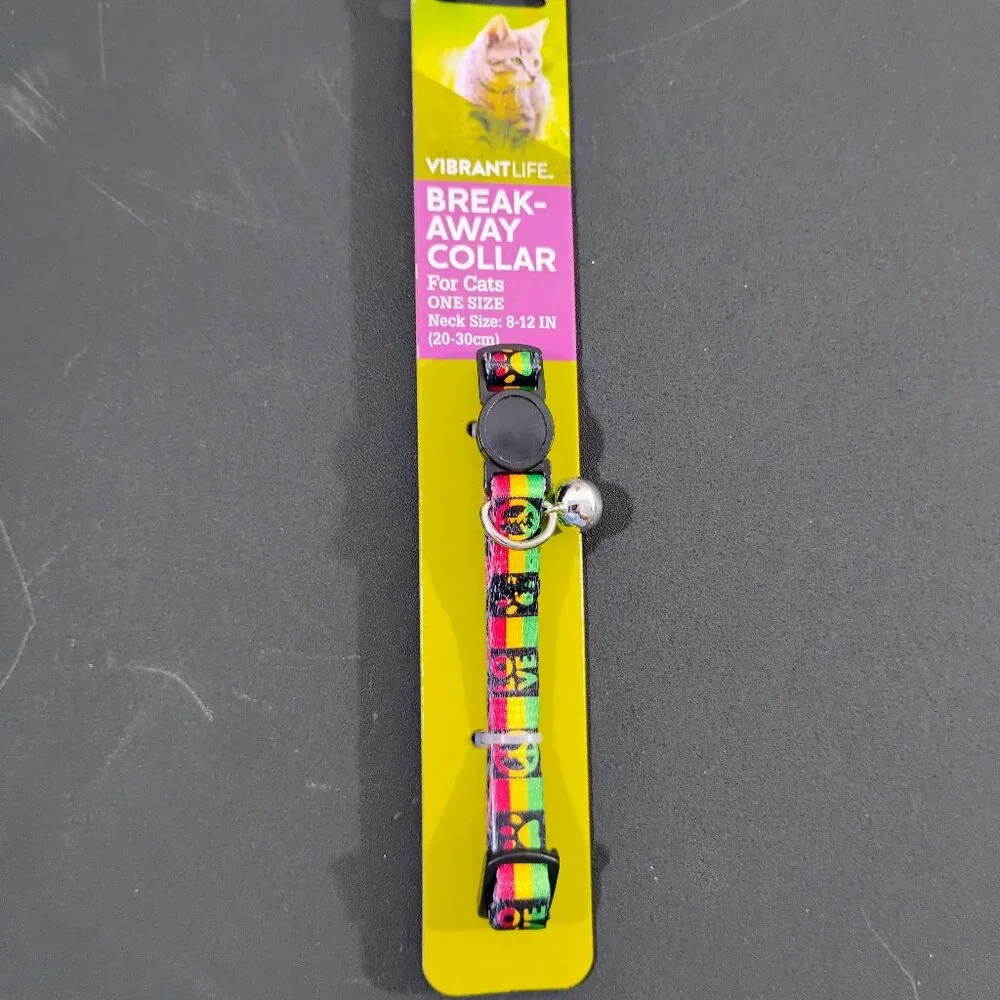 🐾 Vibrant Life Breakaway Adjustable Cat Collar w/ Bell | New
